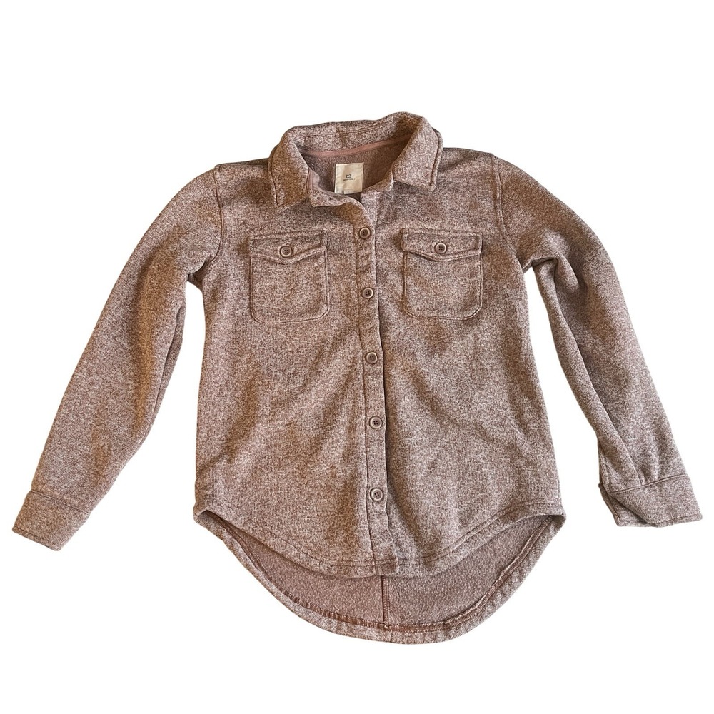 Thread‎ & Supply Women's Size M Shacket Fleece Lined Red Brown Heather Button Up